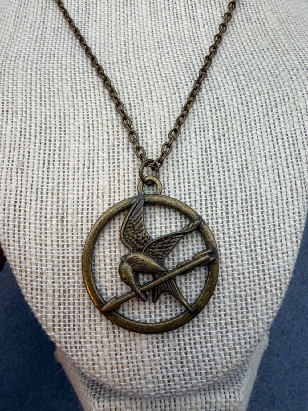 Hunger Games Mockingjay Pendant Necklace 18 In Antiqued Bronze Chain Unisex